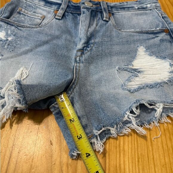 BLANKNYC The Barrow Vintage High-Rise Jean Shorts Women's 24 Blue Distressed - Picture 4 of 8